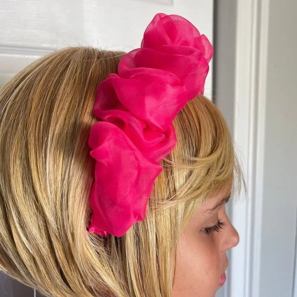 New Headband chiffon Pink hair accessories - Picture 8 of 8